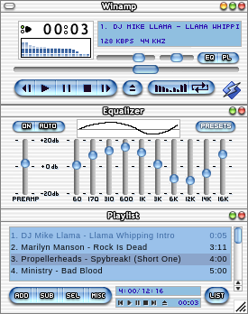 Winamp skin: MacOS X  - With a small drop of ink